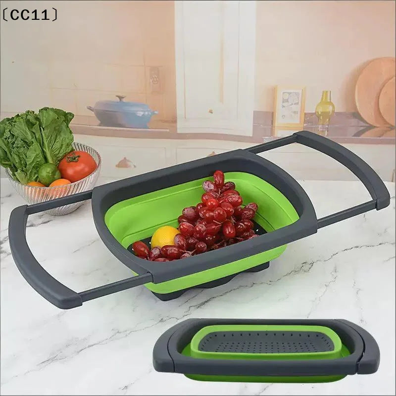 Fruit Vegetable Washing Basket Foldable Strainer Silicone Colander Qme