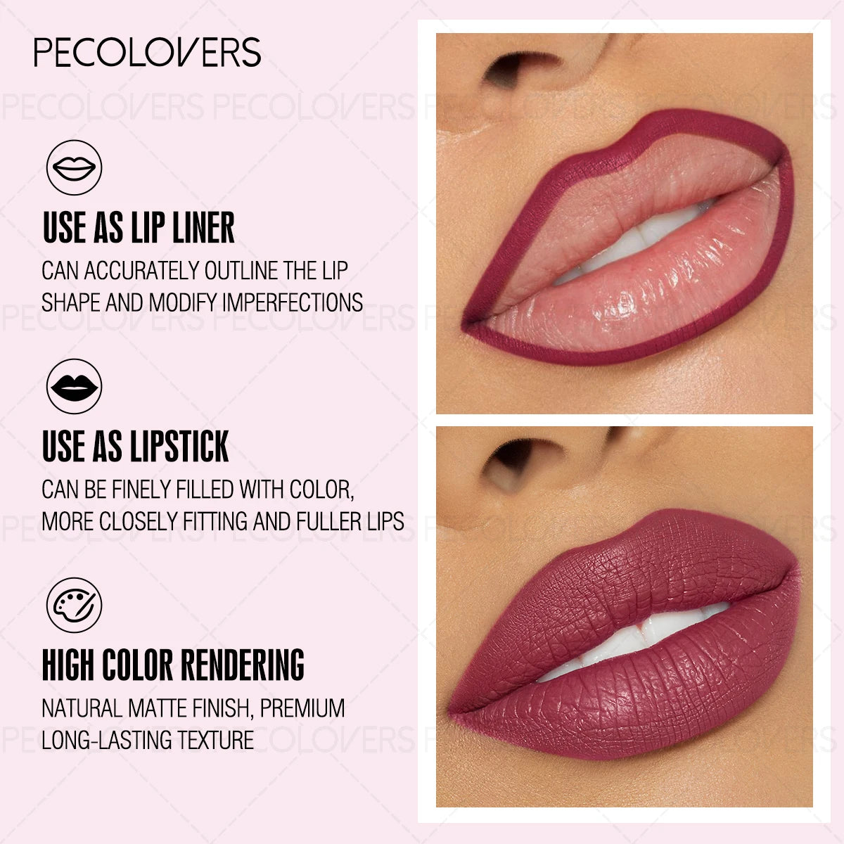 Matte Lip Liner Pen Used As Lipstick Oblique Mouth Design Suitable Qme