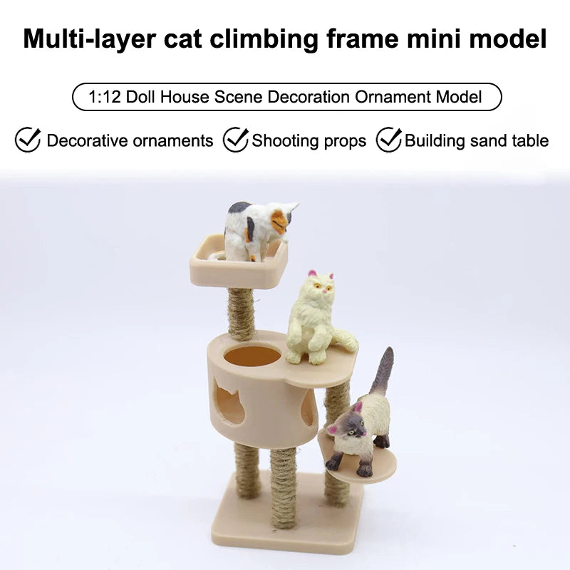 1 12 Dollhouse Simulation Pet Cat Climbing Frame Model Micro Scene Qme