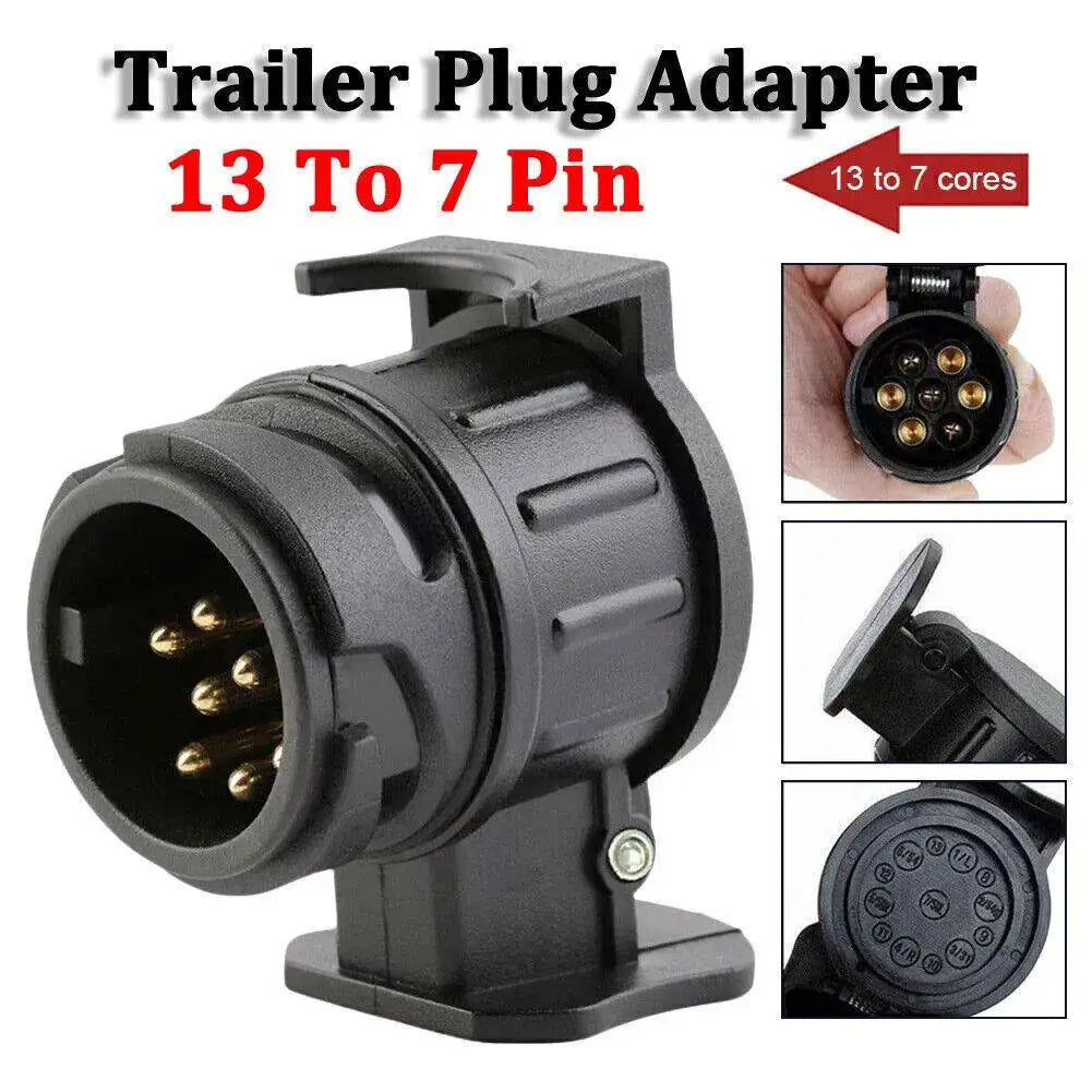 1PCS 13 To 7 Pin Plug Adapter Trailer Connector 12V Towbar Towing Waterproof Plugs Socket Adapter Protect Connections Qme