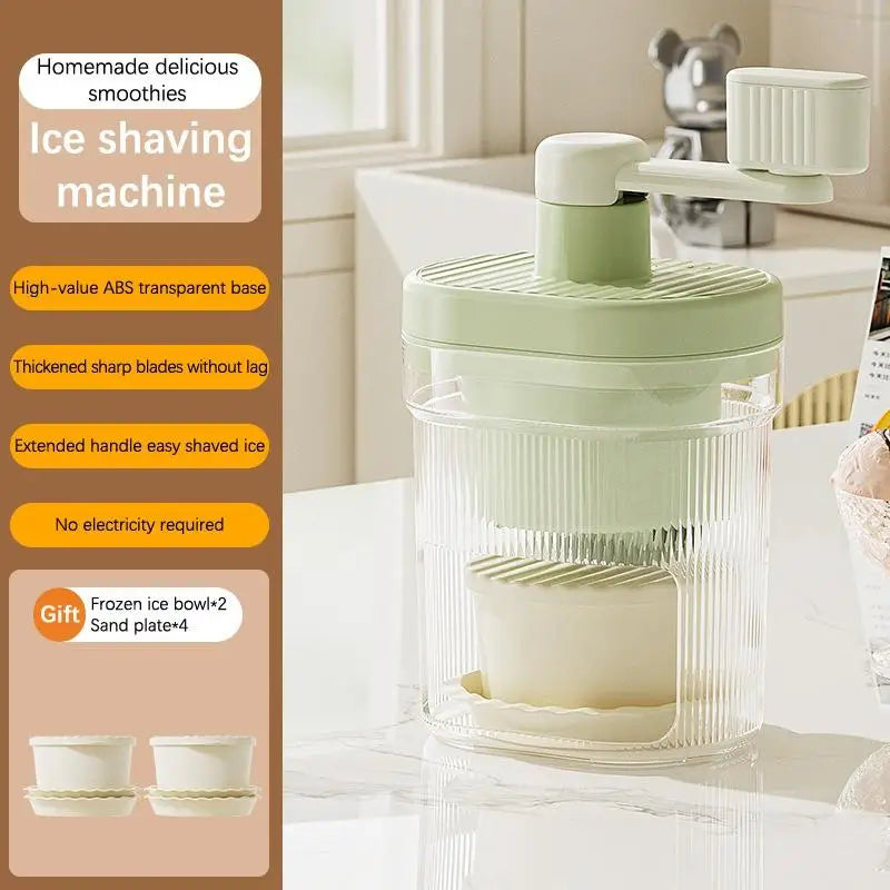 Shaved Ice Machine Small Manual Ice Crusher Home Hand-cranked Machine Making Smoothie Machine Practical Portable Ice Cream Tools Qme A2