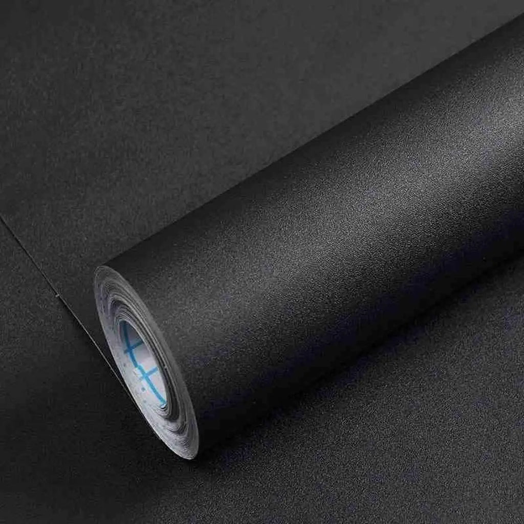 Waterpoof Matte Wallpaper Black Vinyl Self-adhesive Stickers Wall Qme Black 400cmx55cm