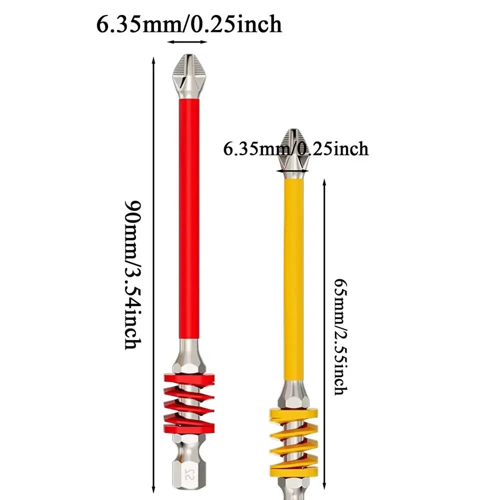 Electric Screwdriver Bits 2 Magnetic Tough Anti-slip Tips Spring Qme China Mainland 90 and 110mm