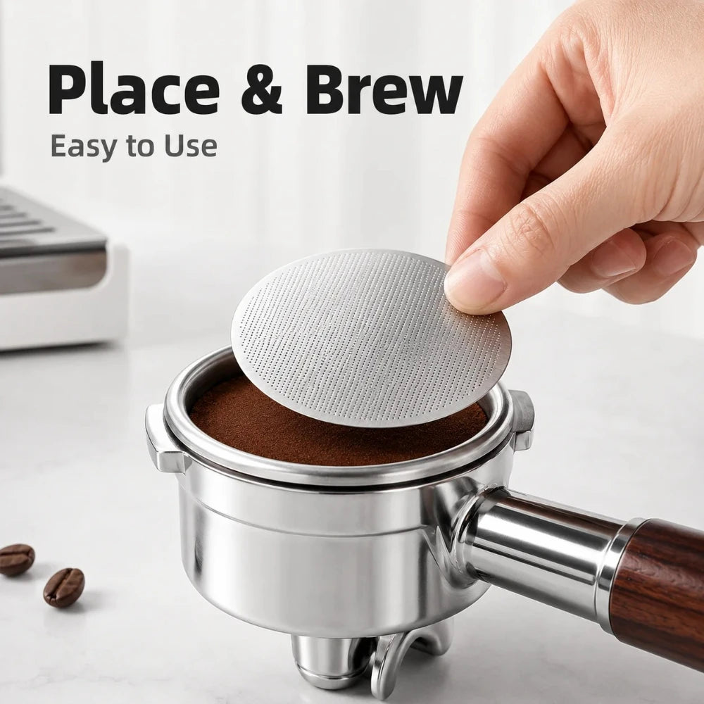 Multi-size 51/53/58.5mm Food Safe Steel Puck Screen 0.2mm Mesh Filter For Daily Coffee Brewing Use Qme