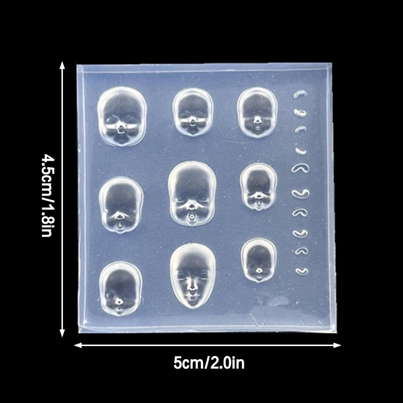 Cartoon Human Face Doll 3D Silicone Nail Mold Hand Engraving Art Qme one size