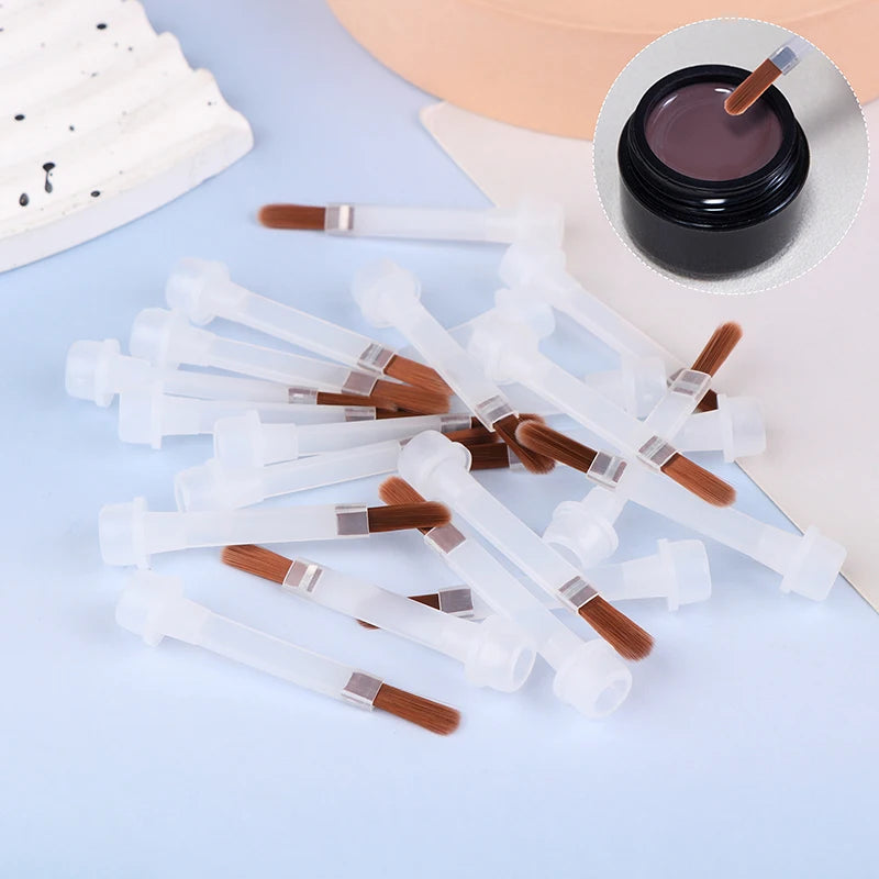5 10 Disposable Nail Polish Brushes Brown Bristles Applicator Bottles Qme