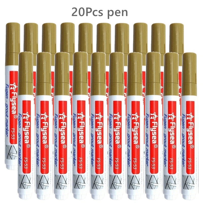 10/20Pcs Waterproof Grout Pen Tile Marker Wall Seam Pen for Tile Floor Bathroom Kitchen Decontamination Seam Repair Tools Qme 20Pcs Khaki