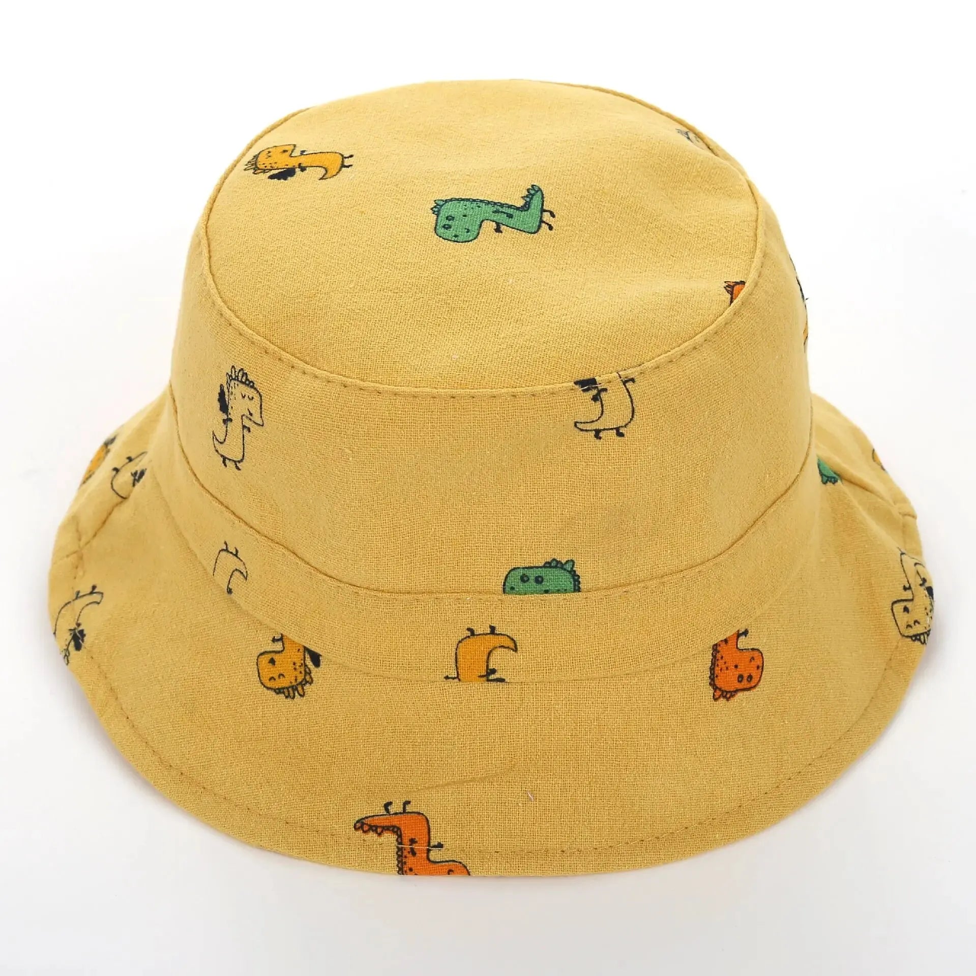 Cartoon Giraffe Print Baby Bucket Hat Children Casual Panama Cap Kids Foldable Camping Fishing Outdoor Sun Hats Fisherman Caps Qme 48cm fit 0-4Y yellow