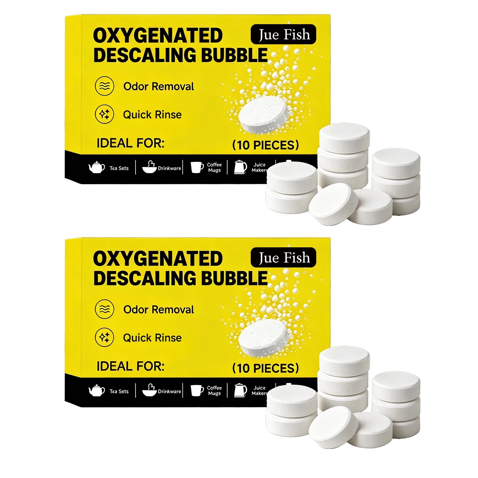 Oxygenated Descaling Bubble Tablets Removing Limescale Reduce Odor Kettles & Coffee Makers Cleaner Effervescent Cleaning Tablets Qme 2 x 10PCS Boxed