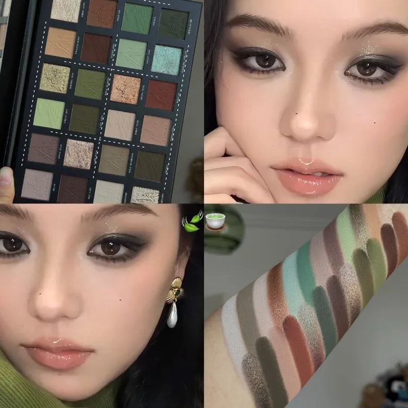 24 Color Eyeshadow Palette, Cold Brown Neutral Glitter Sparkle, Matte Shimmer Finish for Natural Smoky Eye Looks, Lasting Makeup Qme