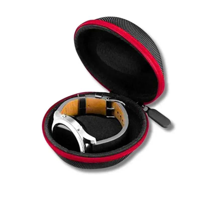 1-2Pc Travel Case Portable Storage Box For Single Watch Shock And Impact-resistant For Wristwatches Smart Watches Watch storage Qme Black Red