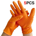 New Heavy Duty Nitrile Work Gloves Orange Disposible Latex Free PVC Gloves for Car Industry Gardening Care Cooking Tools Qme Diamond Orange 5PCS M