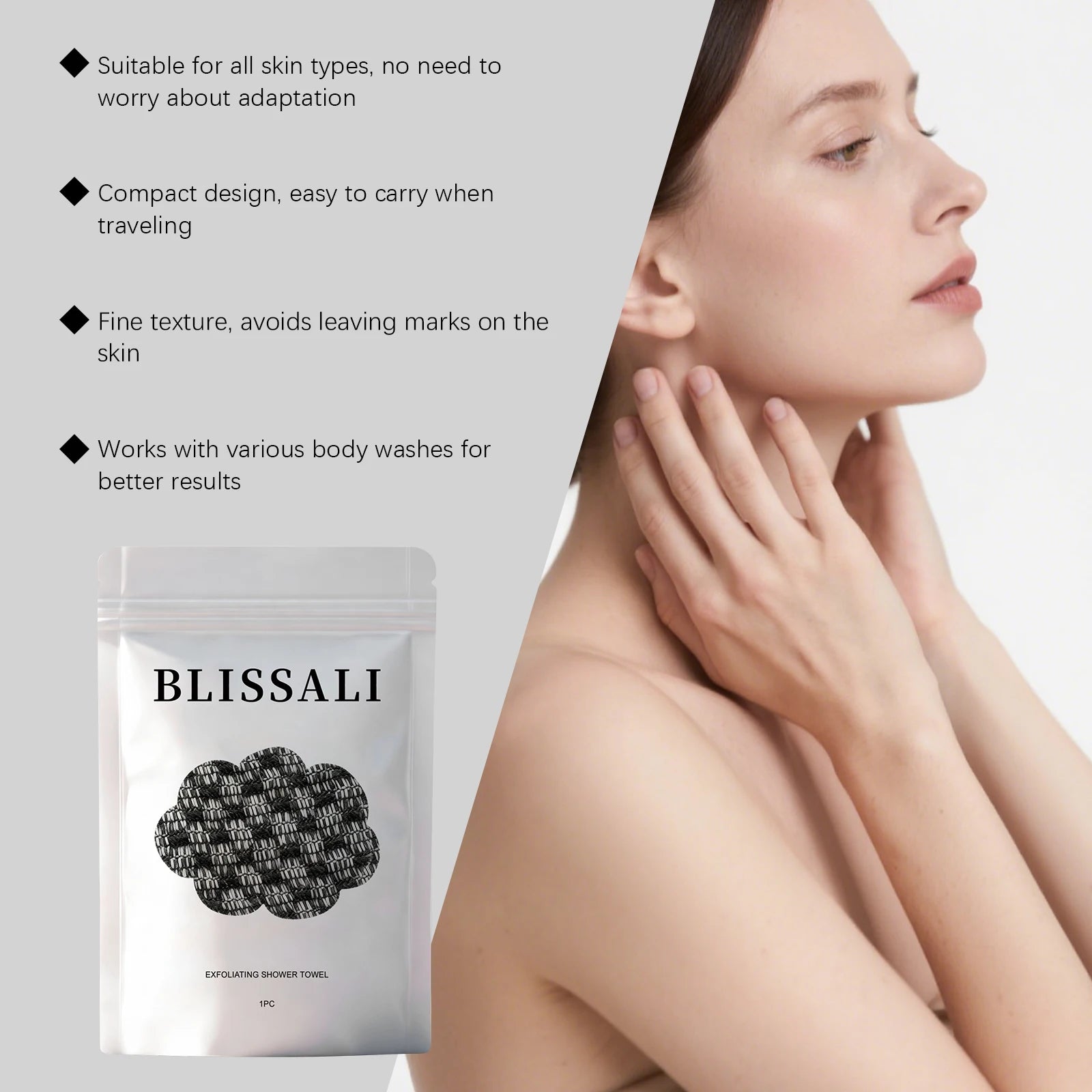 Back Scrubbing Towel Durable Exfoliating Body Towel Cleansing Skin Polishing Cloth Oil Control Dirt Removal Bath Accessories Qme