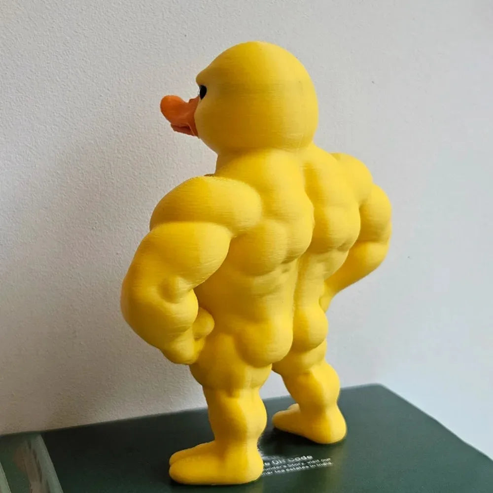 Muscle Duck Statue -3D Desktop Decor,Cute Bookshelf Whimsical Figurine,Multifunctional Indoor/Outdoor Decoration, Home Accessory Qme