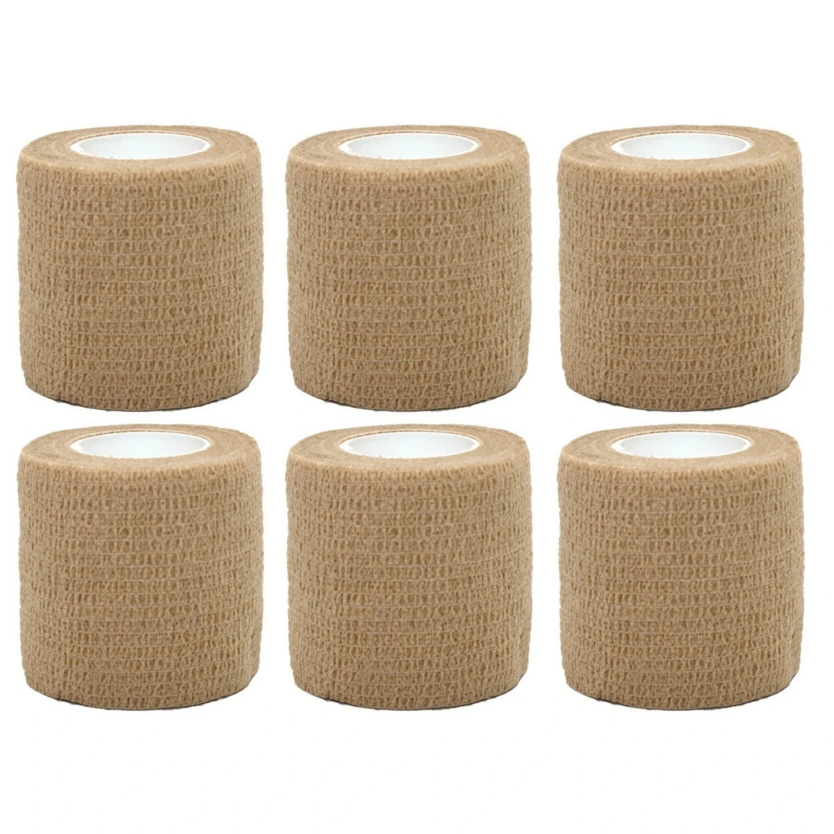 6/12PCS Gauze Bandage Self-adhesive Breathable Elastic Bandages for Nail Tattoo Art Sports Fixing Finger Wrist Leg Qme 6 Beige
