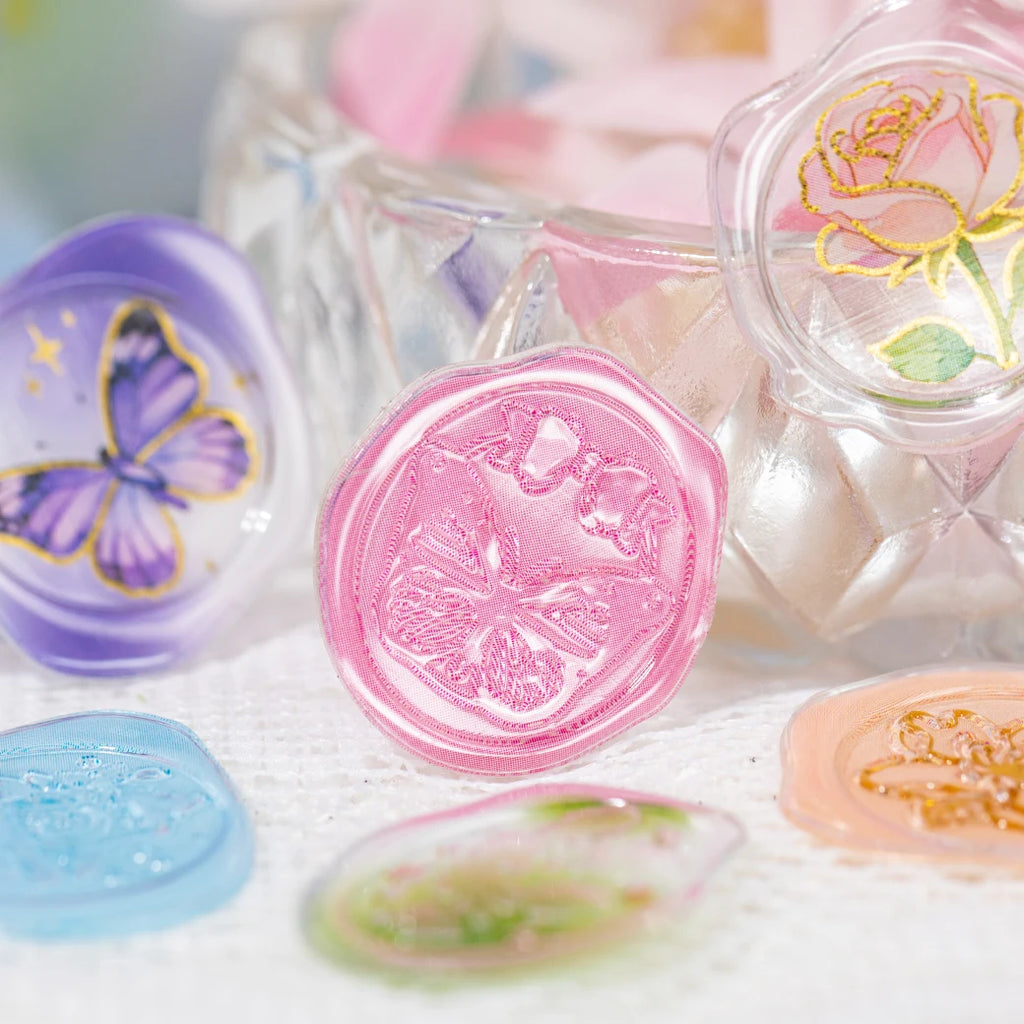 1 Sheet Classical Floral Wax Seal Epoxy Sticker Pack for DIY Craft, Scrapbook Material, Birthday Gift, Teaching Reward Qme