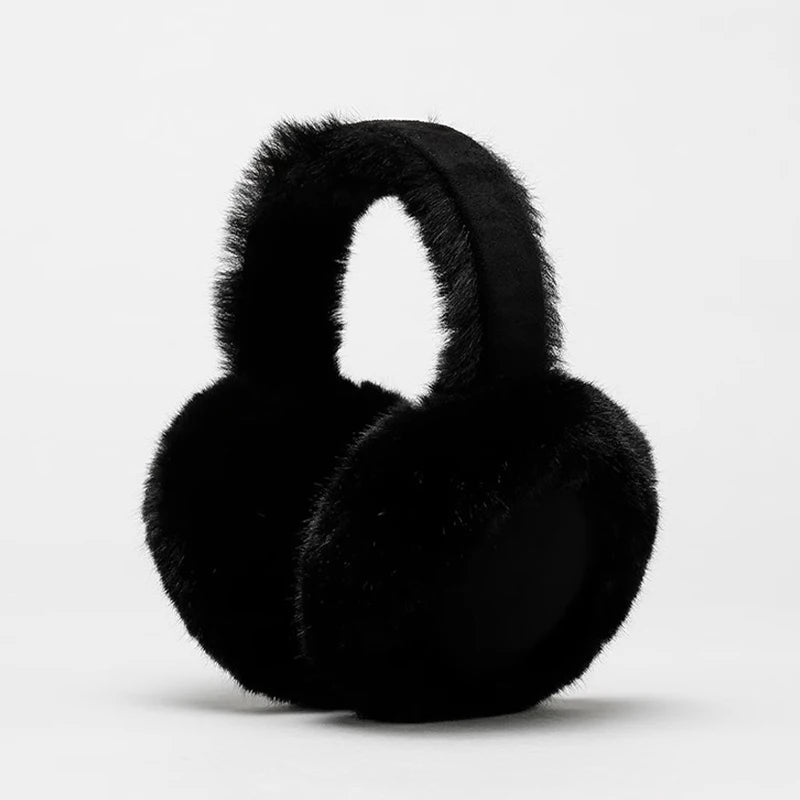 Fashionable Cute Cartoon Earmuffs Warm Thickened Winter Antifreeze Qme one size Black