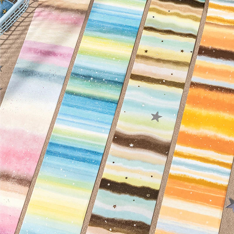 Gradient Writable Scrapbook Stickers, Ink Wash Style Junk Journal Base Material Note & Tape Stickers,Festival and Birthday Gifts Qme