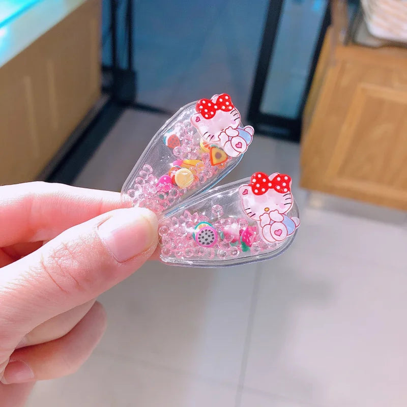 Hello Kitty Kuromi Cartoon BB Clips Cute Hair Clips Bye-Bye Clips Hair Accessories with Rhinestones Bangs Side Clips Qme