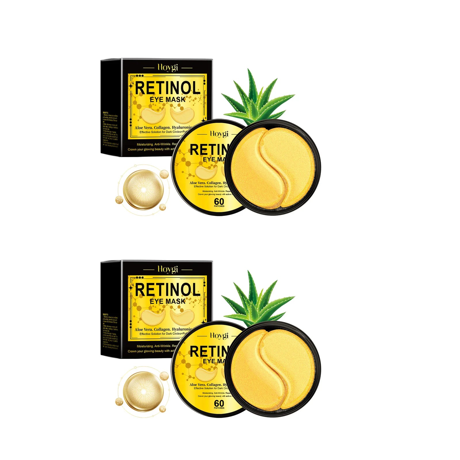 Retinol Eye Mask Anti Dark Circles Eyes Bags Skin Firming Collagen Moisturizing Aloe Repair & Firming Brighten Under Eye Patches Qme 2 x 60pcs Boxed