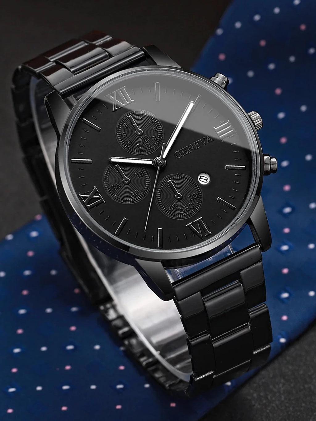 Men’s Black Chronograph & Simple Quartz Couple Wristwatch Pair Qme