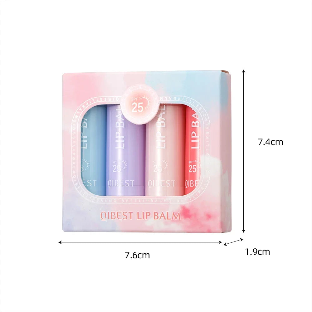 QIBEST Moisturizing Lip Butter Balm Makeup Sets Hydrating Lip Balm Plumping Lip Oil Glossy Glaze Nourishing Daily Care Lipstick Qme