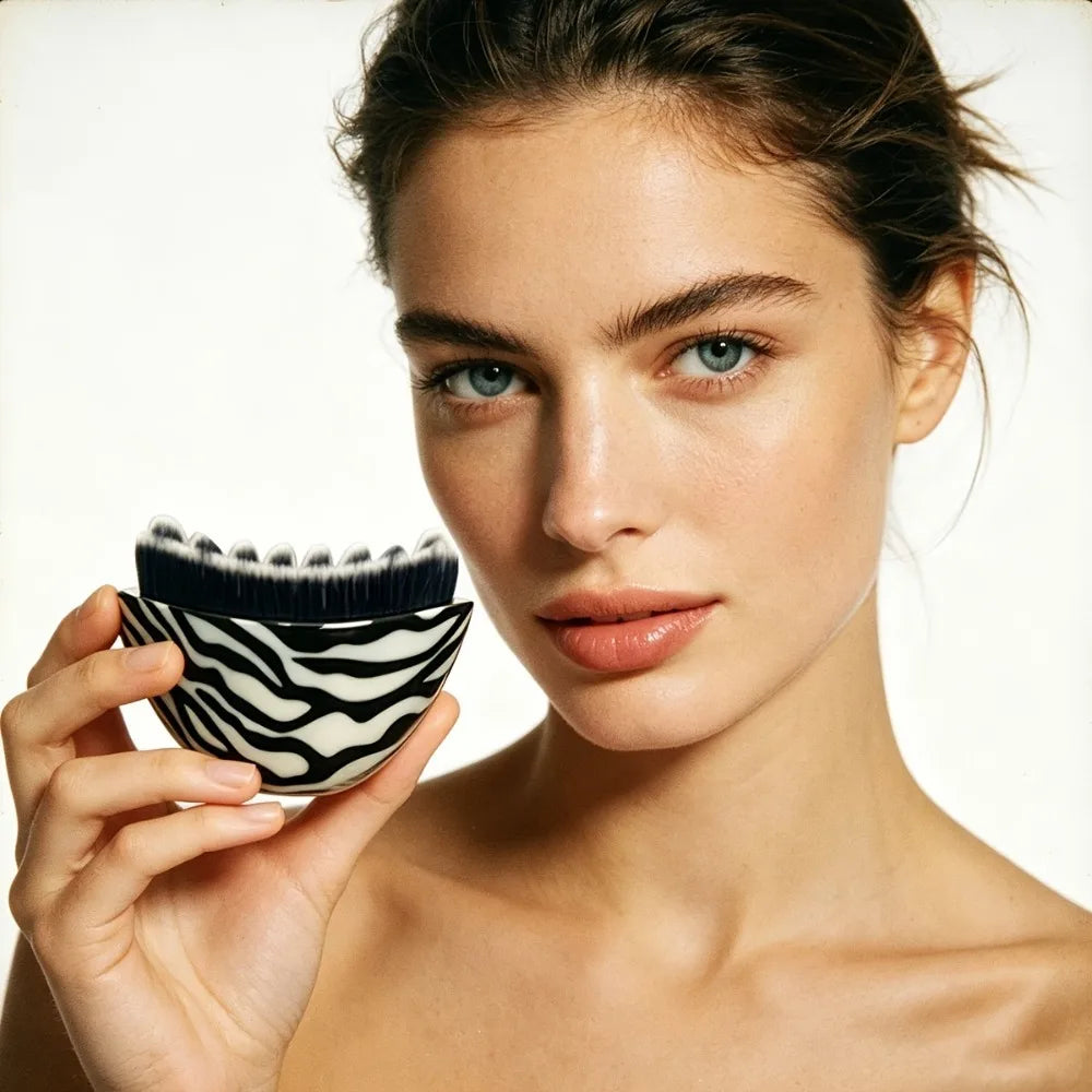 Zebra Print Lymphatic Drainage Face Brush Lid Contouring Lifting Qme