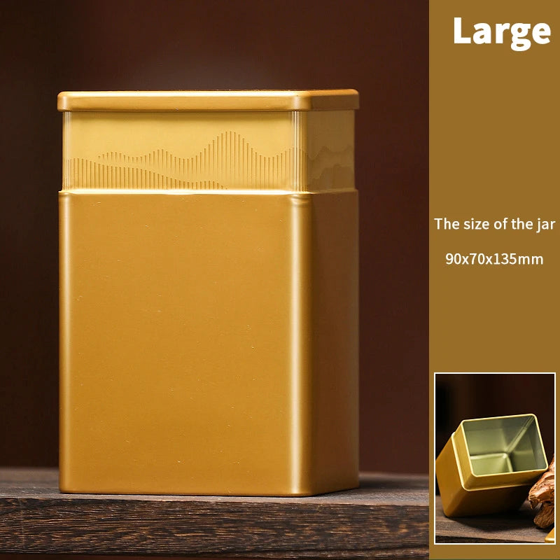 Mini Empty Tea Tin Can Household Green Black Tea Sealed Jar Portable Home Small Tea Packaging Box Tinplate Storage Cans Qme Large Gold