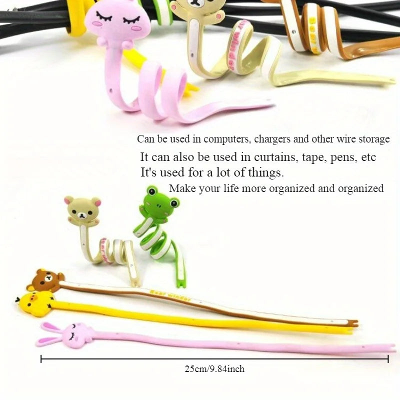 Cartoon Animal Cable Organizer, Silicone Cord Winder, Cable Tie, USB Charger Cable Management for Earphone, Phone Charging Cable Qme