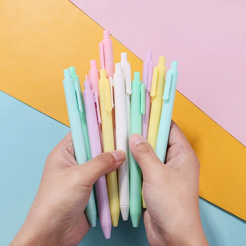 6/12 Pcs Cute Macaron Retractable Gel Pens, 0.5mm,Quick Dry Black Ink Gel Pens, Aesthetic Pens for Journaling Fine Tip Pens Qme