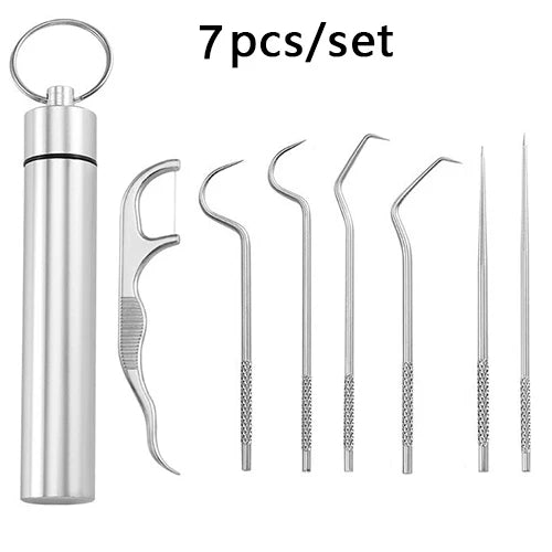 Stainless Steel Toothpick Reusable Toothpicks Tooth Flossing Tartar Qme 7PCS China Mainland