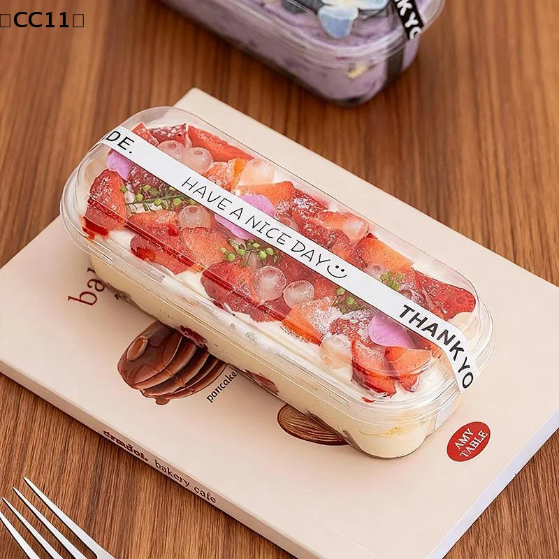 Clear Rectangle Dessert Container Cake Loaf Deli Fruit Packaging Qme