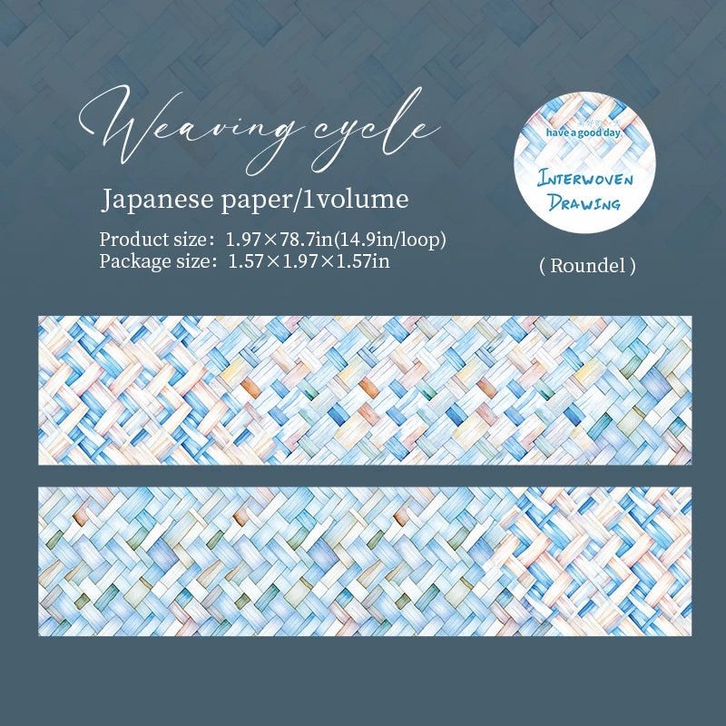 1 Roll Washi Tape Colorful Imitation Woven Pattern Landscape Tape Collage Material DIY Greeting Cards Cup Photo Frame Decoration Qme 3