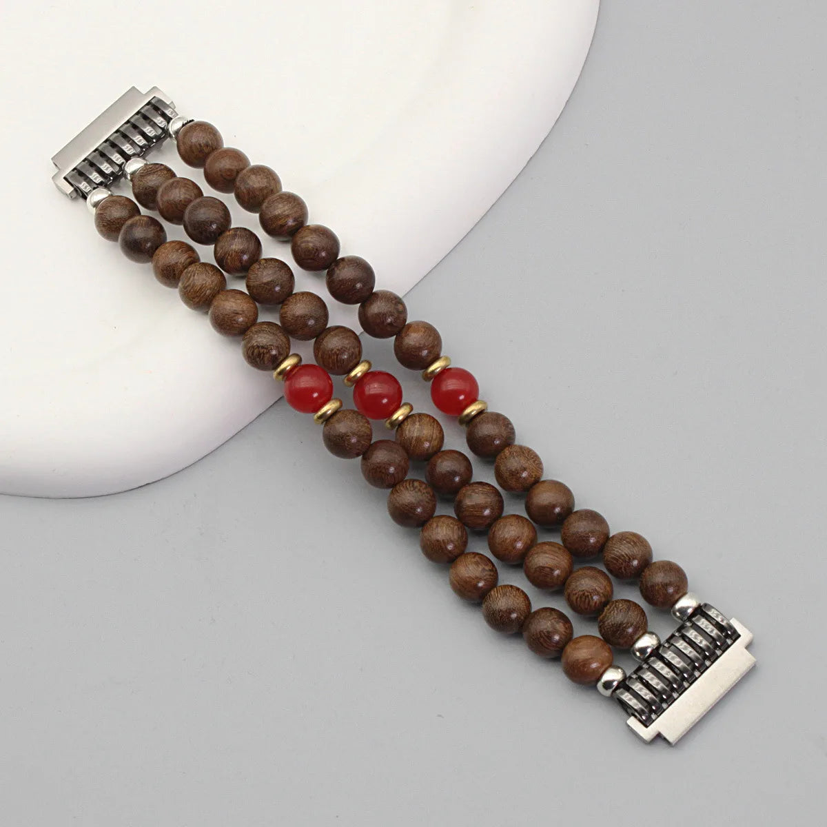 18mm Interface Premium Sandalwood Cinnabar Strap - Buddhist Beaded for Huawei Watch Qme Sandalwood C 200-210mm