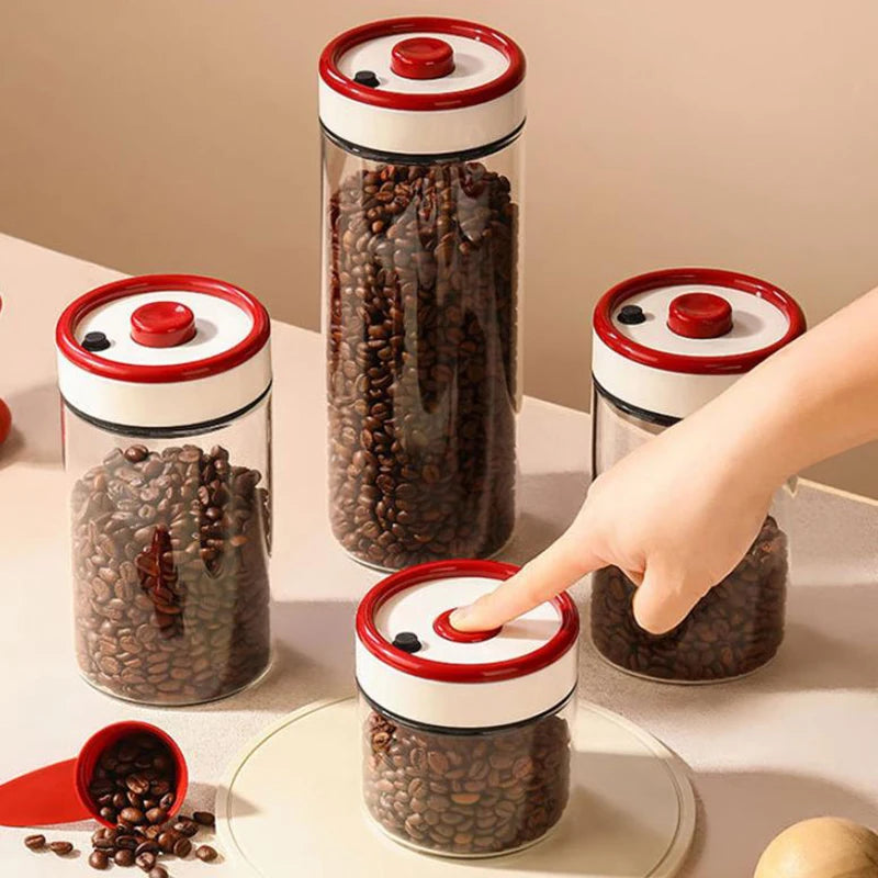Coffee Beans Vacuum Sealed Tank Transparent Glass Food Storage Jars Qme
