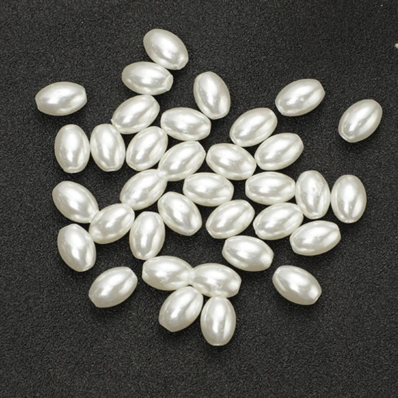 200pcs Long Oval ABS Imitation Pearl Beads White Plastic Loose Spacer For DIY Jewelry Bracelets Necklaces Crafts Making Wedding Qme