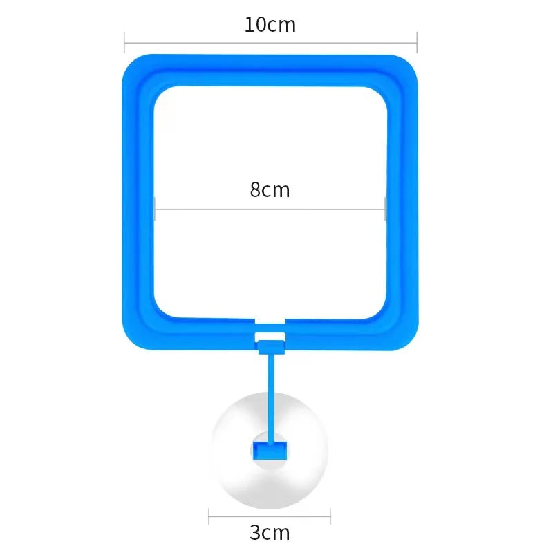 Aquarium Feeding Ring Fish Tank Station Floating Food Tray Feeder Square Circle Accessory Fish Food Feeder Suction Cup Black Qme Blue square 1 pc