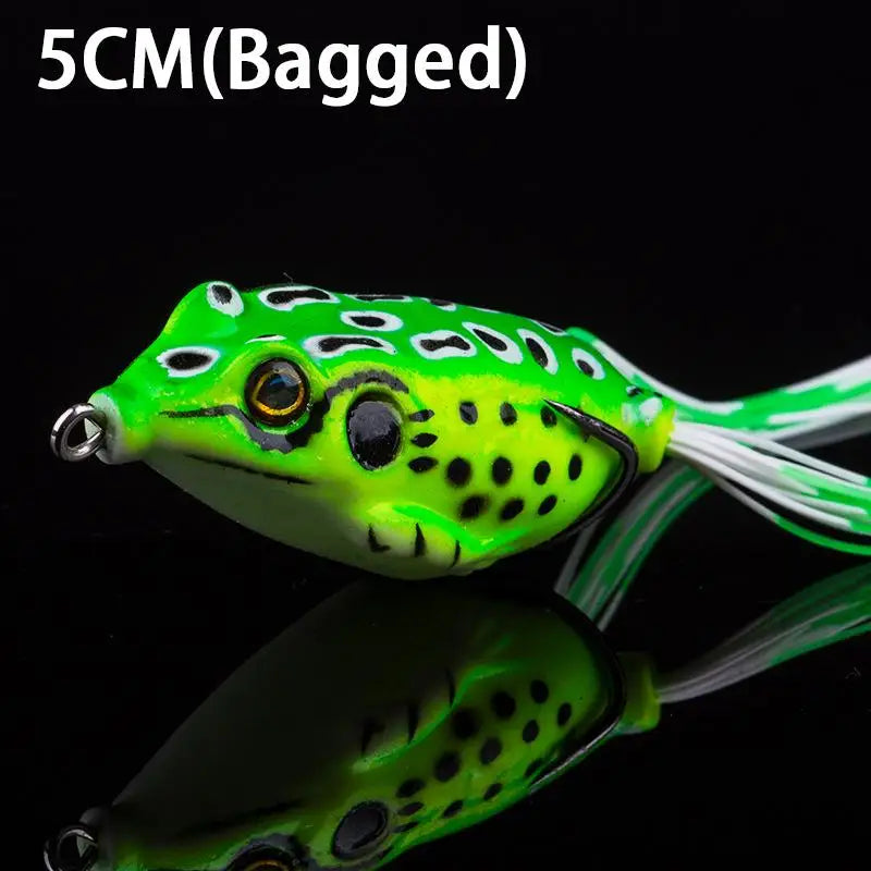 Frog Bait Plastic Fishing Lure Hooks Topwater Ray Artificial 3D Eyes Qme B 8g