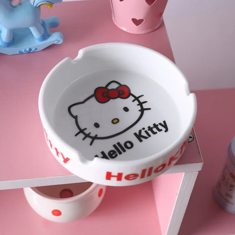 Hello Kitty Cute Cartoon Ashtray Pink Ceramic 3D Geometric Qme 1