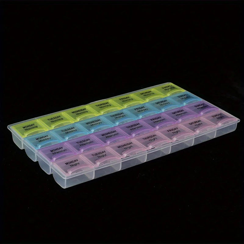 Organize Your Medications with This Portable, Large Capacity English Medicine Box - 28 Grids! Qme