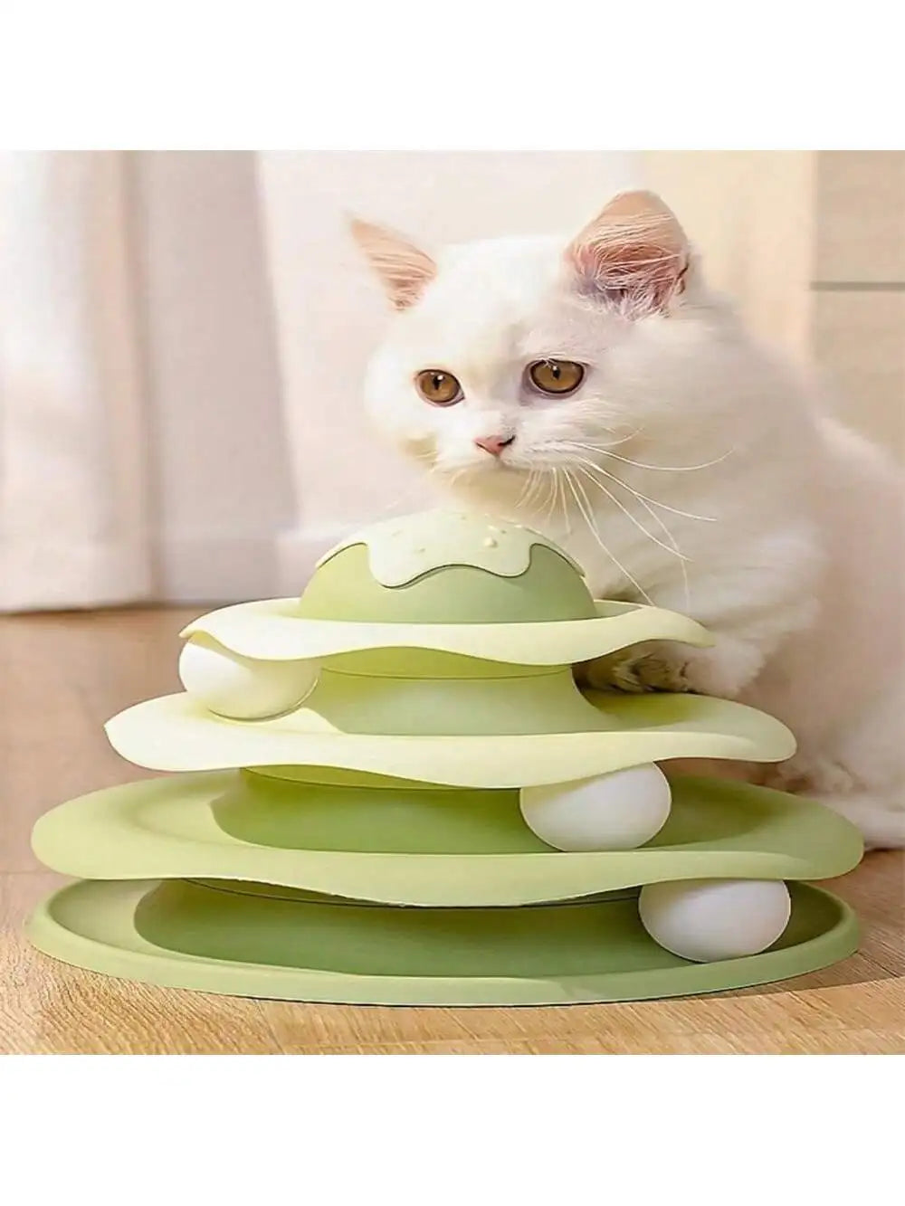 Ice Cream Track Play Mat Cats Kitty Plastic Toy Cat Amusement Pet Qme green