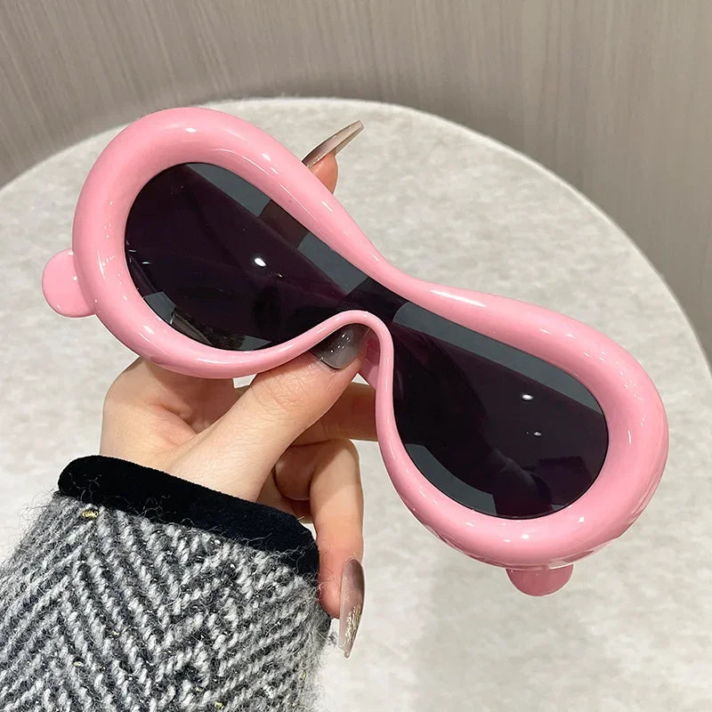 New Oval Sunglasses for Men Women Fashion Retro Brand Design Shades Eyewear Female Candy Color Goggle Sun Glasses Qme PK
