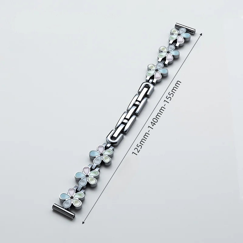 Metal Dropper Flower Steel Buckle Band Suitable for Huawei 8/9Mi 8/9 Apple IWatch1-9 S10 Stainless Steel Accessory Strap Qme