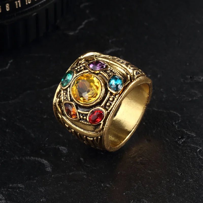 Cool New Fashion Men's Power Ring Infinity Wars Thanos Cosplay Anime Alloy Ring Jewelery Punk Gothic Hip Hop Ring Male Qme China Mainland 12
