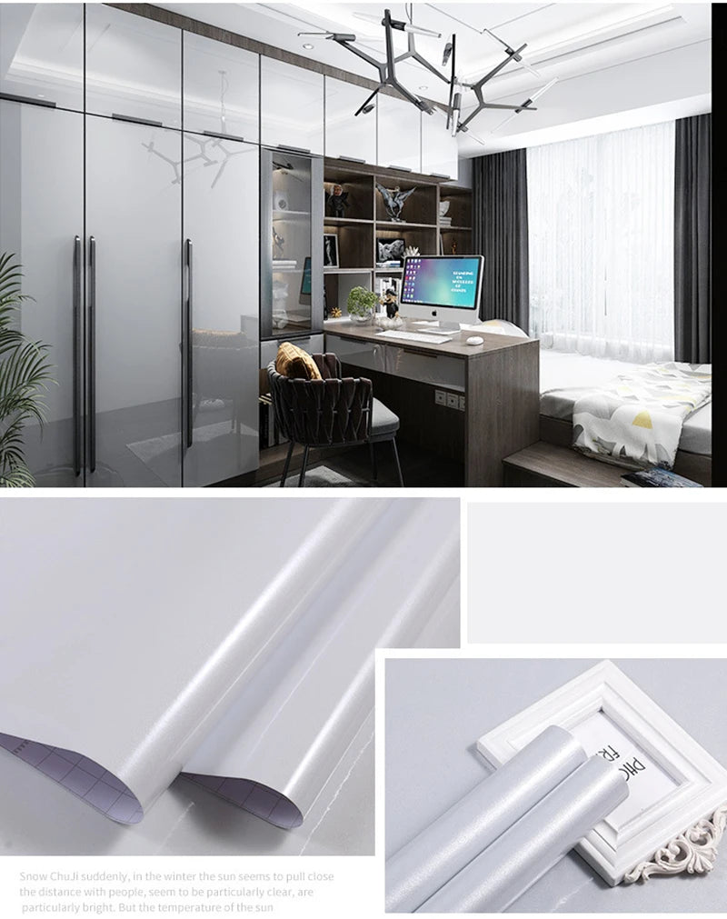 DIY Decorative Film PVC Self Adhesive Wall Paper Furniture Renovation Qme Light Grey 10mx40cm