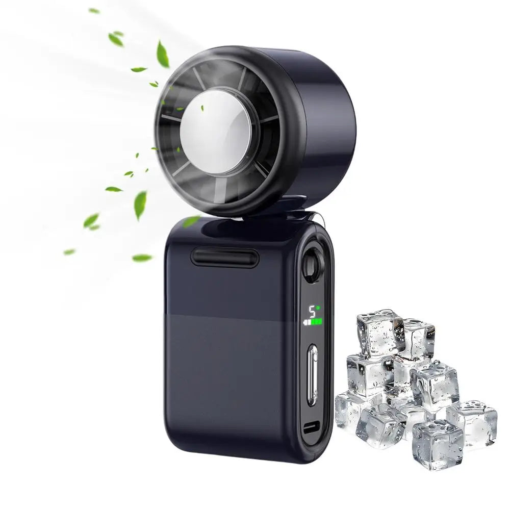 Mini Fan Handheld Digital Display Rechargeable Foldable Folding Handheld Cooling Fan For Outdoor Travel Camping Fishing Hiking Qme China Mainland Black