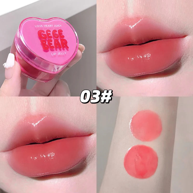 Gege Bear Loveheart Lip Jelly Glaze Moisturizing Jam Gloss Honey Qme GX1389-3