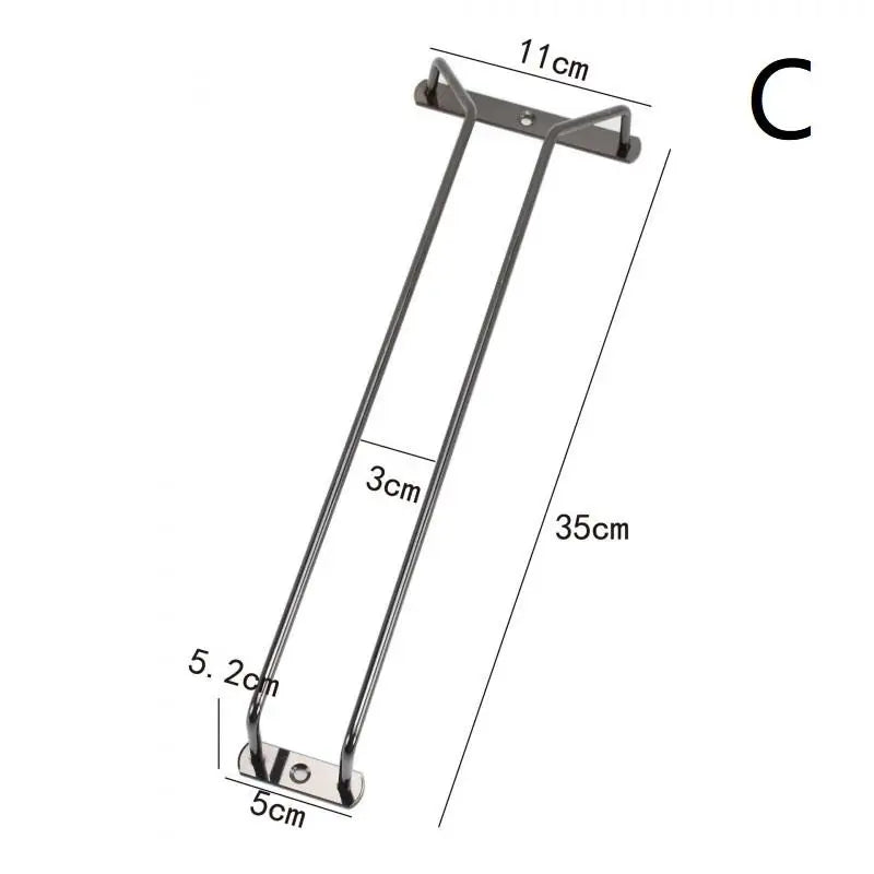27/34cm Carbon Steel Wine Rack Glass Holder Hanging Bar Hanger Shelf Hanging Rack Under Cabinet Stemware Organizer Qme C