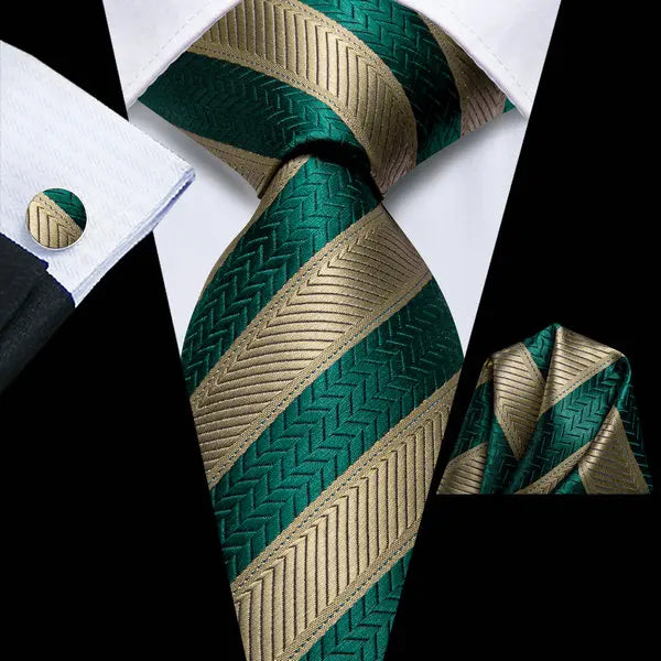 Professional Mens 3-Piece Suit Set: Necktie, Pocket Square & Cufflinks, Classic Design for Wedding Qme DPTH-LDSN3934