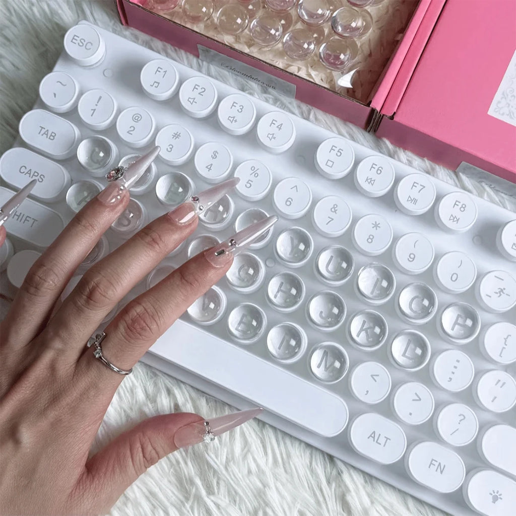 64 Long Nail Typing Tools Transparent Silicone Keycaps 3D Stickers Qme